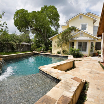 Rectilinear Pool with Elevated Spa