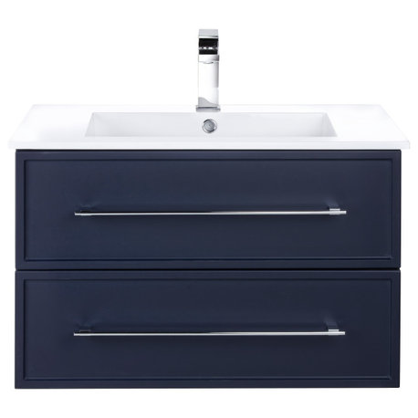 Milano Wall Hung Vanity, Blue, 30"