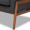 Perris Mid-Century Modern Dark Grey Fabric Upholstered Walnut Wood Lounge Chair