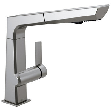 Delta Pivotal 1-Handle Pull-Out Kitchen Faucet, Arctic Stainless, 4193-AR-DST