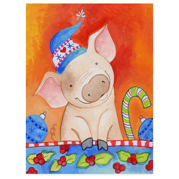 Valarie Wade 'Christmas Piggie' Canvas Art, 32"x24"