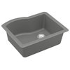 Karran Undermount Quartz 24" Single Bowl Kitchen Sink Kit, Grey