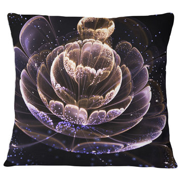Purple Ideal Fractal Flower with Pollen Floral Throw Pillow, 16"x16"
