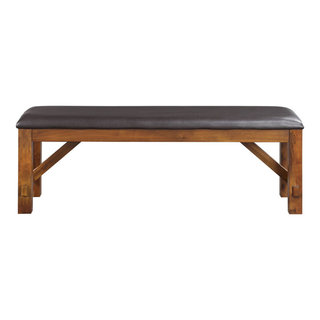 Espresso PU Dining Bench, Walnut Finish - Transitional - Dining Benches ...
