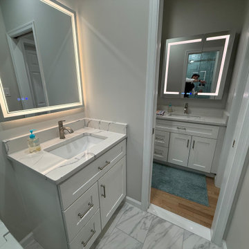 Modern Teal Tile Bathroom Remodel in Arlington, VA