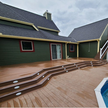 Pool Deck with Lighting Before and After