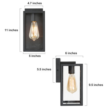 LNC Modern 1-Light Black Outdoor Wall Sconce With Clear Glass