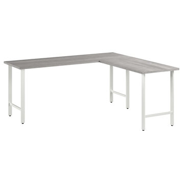 Pemberly Row 72W x 24D L Shaped Computer Desk in Platinum Gray - Engineered Wood