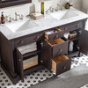 Preston 61" Aged Chocolate Vanity White Carrara Marble Countertop,Double Sinks