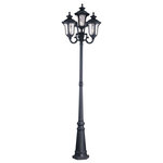 Livex Lighting - Livex Lighting 7869-04 Oxford - Four Light Post - Shade Included.Oxford Four Light Po Black Clear Water Gl *UL Approved: YES Energy Star Qualified: n/a ADA Certified: n/a  *Number of Lights: Lamp: 4-*Wattage:100w Medium Base bulb(s) *Bulb Included:No *Bulb Type:Medium Base *Finish Type:Black