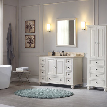 Avanity Thompson 49 in. Vanity Combo in French White finish with Galala Beige