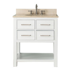 Avanity Corporation - Avanity Brooks 31" Vanity With Galala Beige Marble Top, White Finish - Bathroom Vanities And Sink Consoles