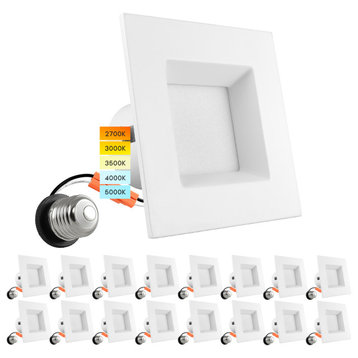 Luxrite 16 Pack 4" Square Recessed LED Can Light 5 Color Option Dimmable