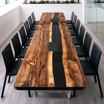 Black Walnut Black River Conference Table with Integrated Power – Functional Art