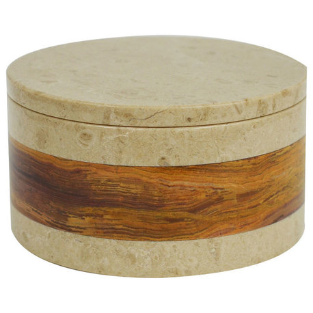 Decorative Marble Jar for Home Storage Warm Earth Tones