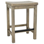 Kosas Home - Kelsey Reclaimed Pine Counter-Height Stool - Reclaimed pine gives counter stool a distinctive character while its classic design offers a timeless quality that suits any home. Ideal for a rustic, farmhouse, or even industrial space, this piece features a neutral grey finish that complements any color scheme. Pair with the matching kitchen island to create a cohesive look in your home.