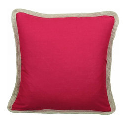 Xia Home Fashions - Square Jute Trimmed Pillow, Red - Decorative Pillows