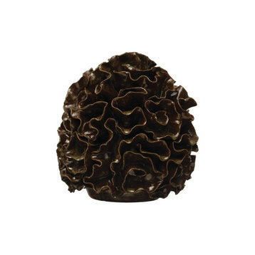 Decorative Stoneware Anemone Sphere, Black Reactive Glaze