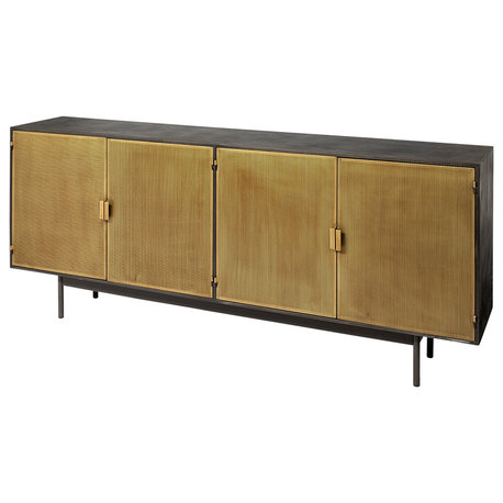 Newsome II Black & Perforated Gold Metal Sideboard