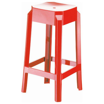 Fox Polycarbonate Counter Stool Glossy Red