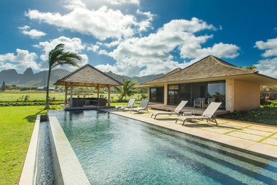 Example of an island style pool design in Hawaii