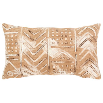 Visions IV Bambara Indoor/Outdoor Pillow, Biscotti, 12"x20"