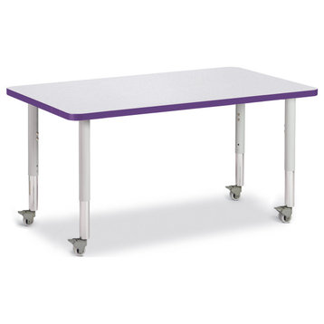 Berries Rectangle Activity Table - 30" X 48", Mobile - Gray/Purple/Gray