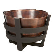 Handcrafted Moonstone Fire Pit -100% Copper Bowl, Iron Accents, 42"