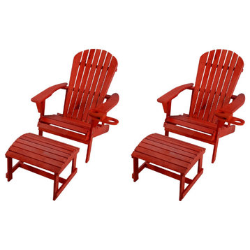 Earth Collection Adirondack Chair With phone and cup holder, Red, Two Chair and