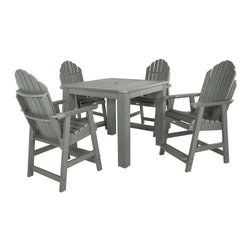 Highwood USA - Hamilton 5-Piece Square Counter-Height Dining Set, Coastal Teak - Outdoor Dining Sets