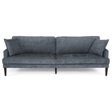 Large Sofa, Tapered Legs With Padded Oversized Seat & Track Arms, Charcoal
