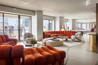 Trendy living room photo in New York