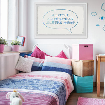 "Superhero Sleeps Here Bubble Box" Framed Painting Print