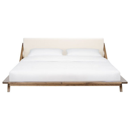 Safavieh Couture Devyn Wood Platform Bed, Light Grey/Beige, King