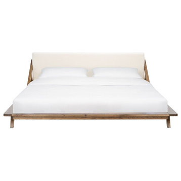 Safavieh Couture Devyn Wood Platform Bed, Light Grey/Beige, King