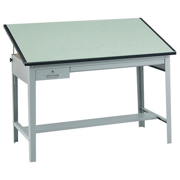 Precision Four-Post Drafting Table Base, 56.5"x30.5"x35.5", Gray
