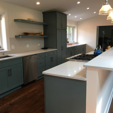 Green Kitchen! Creating space for a pantry, island and expanding the kitchen lay