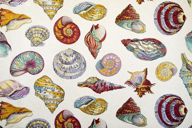 Seashell fabric nautilus tan toile