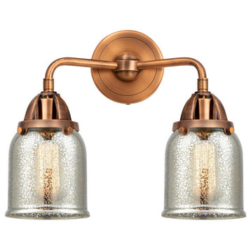 Small Bell Bath Vanity Light, Antique Copper, Silver Plated Mercury