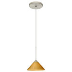 Besa Lighting - Besa Lighting 1XT-282490-SN Kona - One Light Cord Pendant with Flat Canopy - The Kona pendant features a wide cone-shaped glassKona One Light Cord  Bronze Mango Starpoi *UL Approved: YES Energy Star Qualified: n/a ADA Certified: n/a  *Number of Lights: Lamp: 1-*Wattage:50w GY6.35 Bi-pin bulb(s) *Bulb Included:Yes *Bulb Type:GY6.35 Bi-pin *Finish Type:Bronze