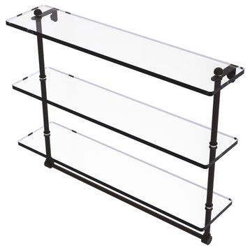 22" Triple Tiered Glass Shelf with Towel Bar, Oil Rubbed Bronze