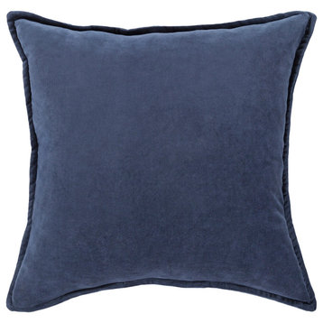 Cotton Velvet Pillow 18x18x4, Down Fill