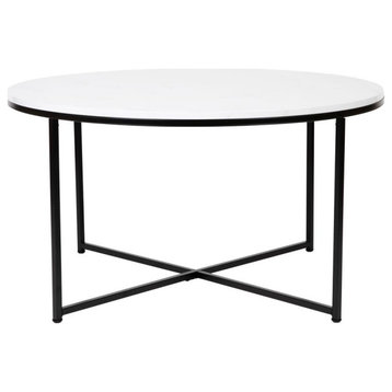 Hampstead Collection Coffee Table - Modern White Marble Finish Accent Table...
