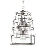 Capital Lighting - Capital Lighting 529761NG-462 Six Light Foyer Chandelier Turner Nordic Grey - 6 light foyer fixture with Nordic Grey finish and clear ringed glass.