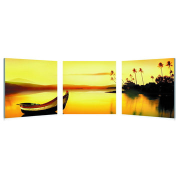 Baxton Studio Golden Sunset Mounted Photography Print Triptych