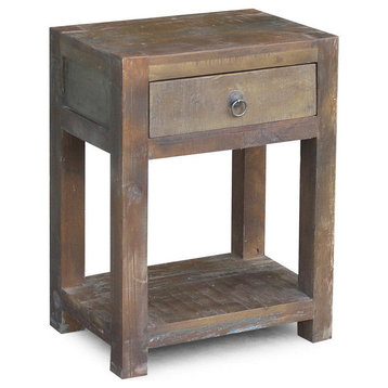 Timbergirl Reclaimed Wood SideTable With Drawer