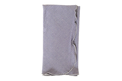 Seersucker Gingham Napkins With Lettuce Edge, Set of 4, Navy-White