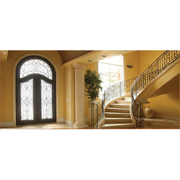 High-End Exterior Front Entry Iron Double Doors, 120"x72"