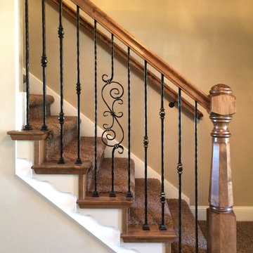 Wood Railing with Wrought Iron Balusters