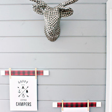 Plaid and Navy Bunk Bedroom